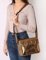 Cross Body Tas La Sacoche Leder Paul marius Goud vintage S-vue-porte