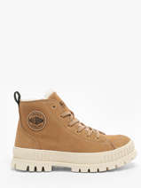 Enkellaarsjes Pallashock Zip Uit Leder Palladium Bruin women 74353252