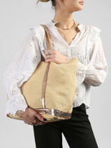 Schoudertas Met Rits L Le Cabas Linnen Vanessa bruno Geel cabas lin 31V40409-vue-porte