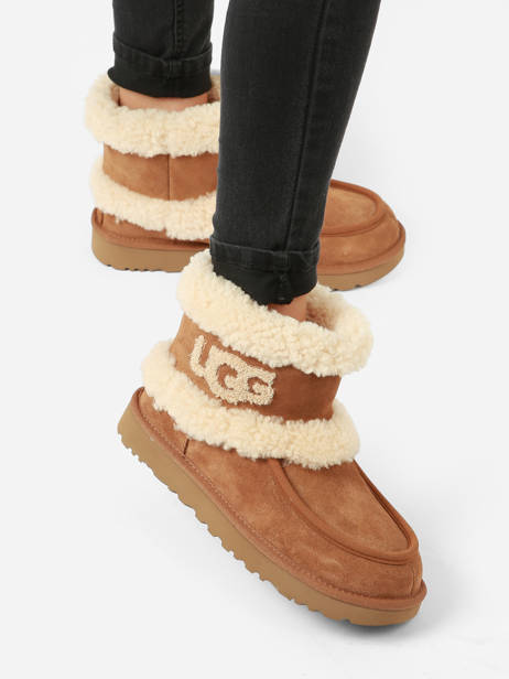 Boots Met Platformzool Ultra Mini Fluff Uit Leder Ugg Bruin women 517-38 ander zicht 2