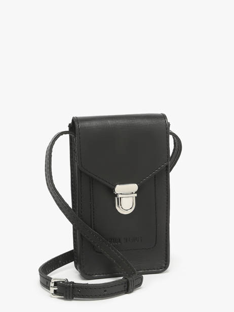 Telefoontas Leder Paul marius Zwart vintage TELEPHON ander zicht 2