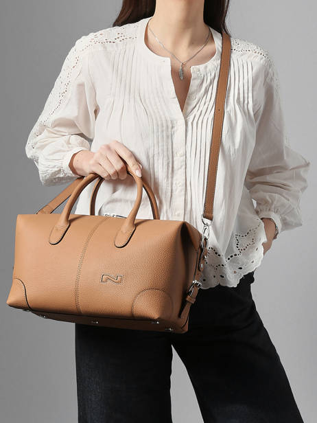 Handtas Senna Leder Nathan baume Bruin drive 2 ander zicht 1