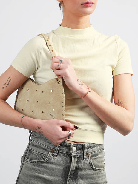 Schoudertas Velvet Leder Milano Beige velvet VE25116 ander zicht 1