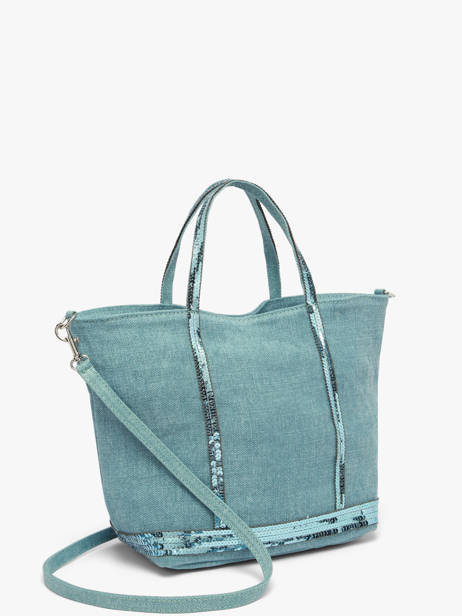 Handtas Cabas Linnen En Pailletten Vanessa bruno Blauw cabas lin 31V40435 ander zicht 2
