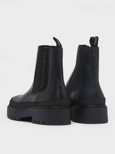 Chelsea Boots Combat Mid Uit Leder Calvin klein jeans Zwart men 545BDS ander zicht 3